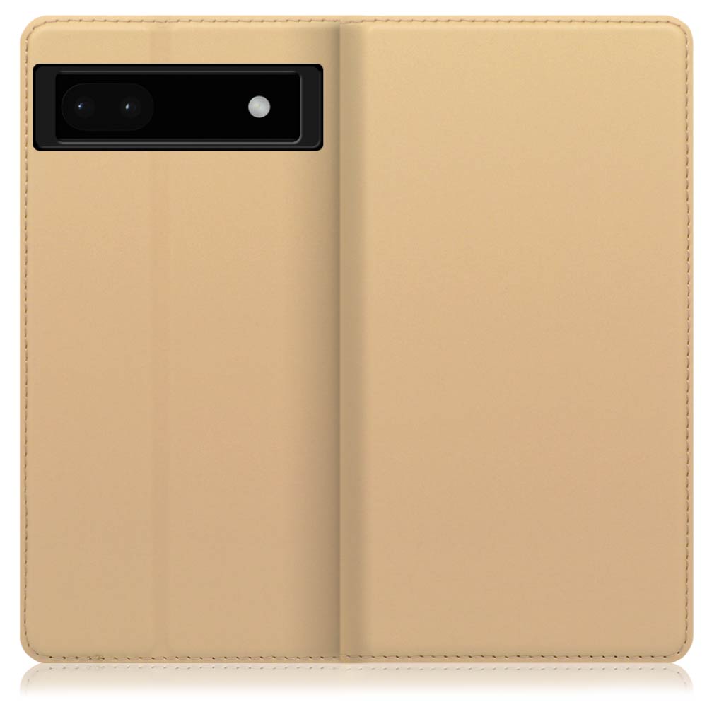 LOOF Skin slim Series Google Pixel 6a 用 [ゴールド] 薄い 軽量 手帳型ケース カード収納 幅広ポケット ベルトなし