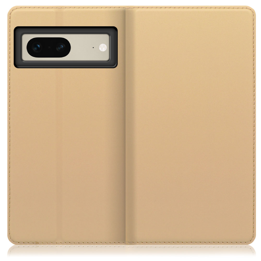 LOOF Skin slim Series Google Pixel 7 ピクセル 用 [ゴールド] 薄い 軽量 手帳型ケース カード収納 幅広ポケット ベルトなし