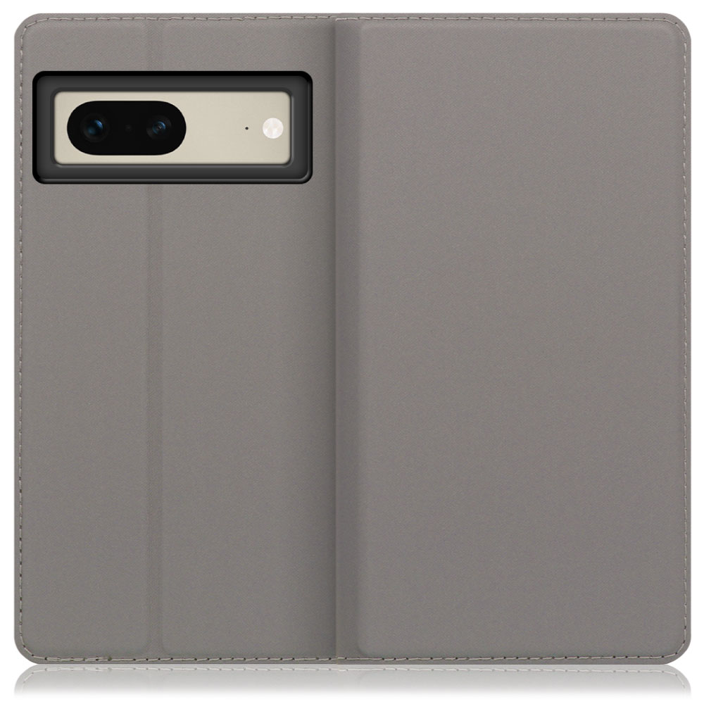 LOOF Skin slim Series Google Pixel 7 用 [グレー] 薄い 軽量 手帳型ケース カード収納 幅広ポケット ベルトなし