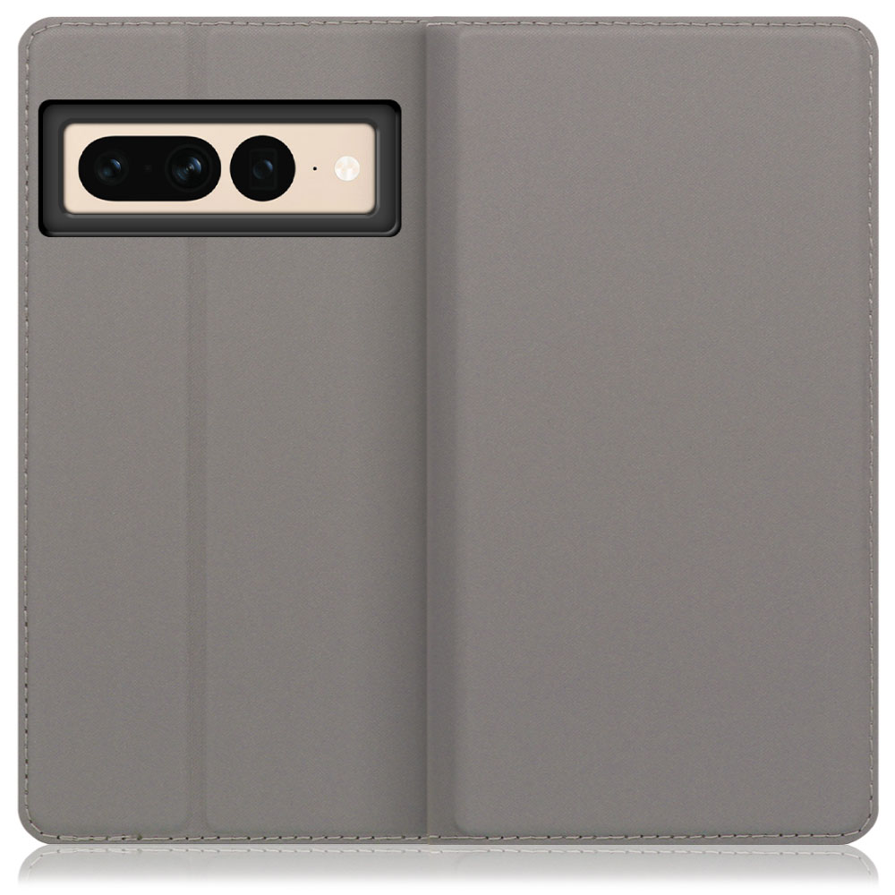 LOOF Skin slim Series Google Pixel 7 Pro 用 [グレー] 薄い 軽量 手帳型ケース カード収納 幅広ポケット ベルトなし