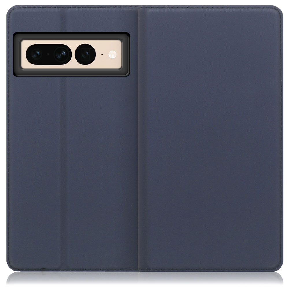 LOOF Skin slim Series Google Pixel 7 Pro 用 [ネイビー] 薄い 軽量 手帳型ケース カード収納 幅広ポケット ベルトなし