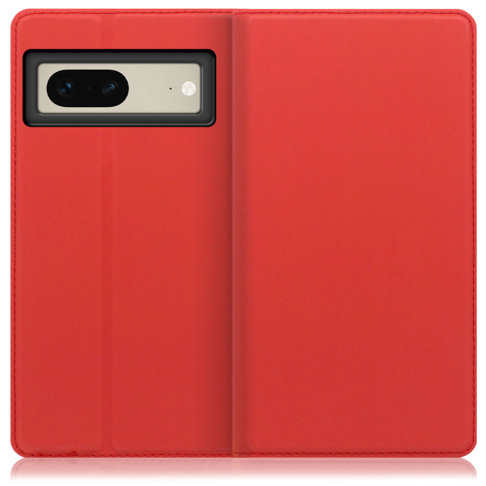 LOOF Skin slim Series Google Pixel 7 用 [レッド] 薄い 軽量 手帳型ケース カード収納 幅広ポケット ベルトなし