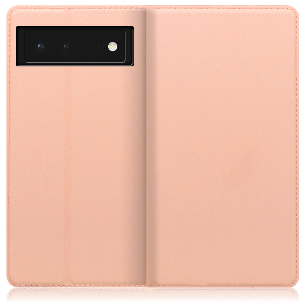 LOOF Skin slim Series Google Pixel 6 [アンバーローズ] 薄い 軽量 手帳型ケース カード収納 幅広ポケット ベルトなし