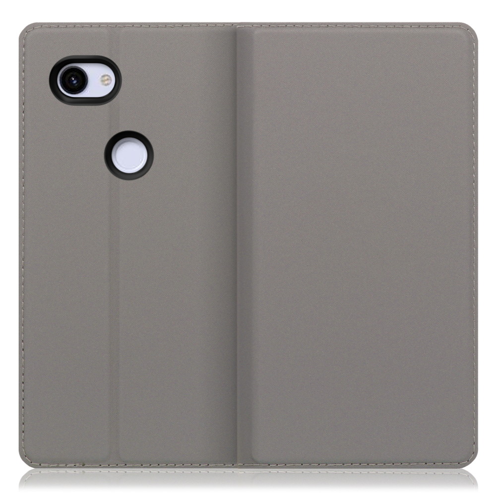 LOOF SKIN SLIM Google Pixel 3a 用 [グレー] 薄い 軽量 手帳型ケース カード収納 幅広ポケット ベルトなし
