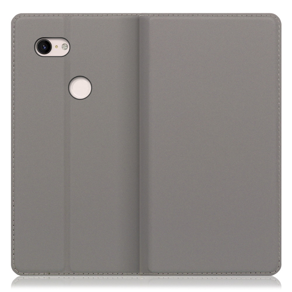 LOOF SKIN SLIM Google Pixel 3 XL 用 [グレー] 薄い 軽量 手帳型ケース カード収納 幅広ポケット ベルトなし