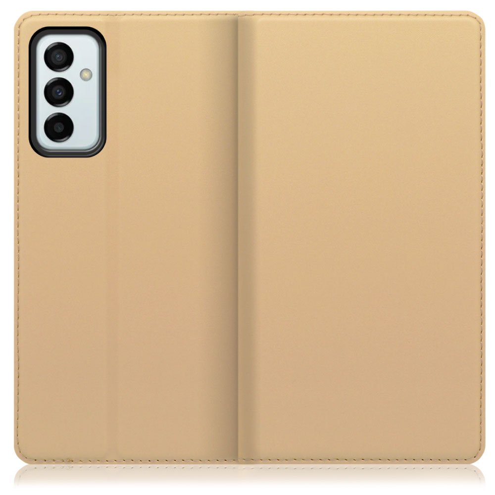 LOOF Skin slim Galaxy M23 5G 用 [ゴールド] 薄い 軽量 手帳型ケース カード収納 幅広ポケット ベルトなし