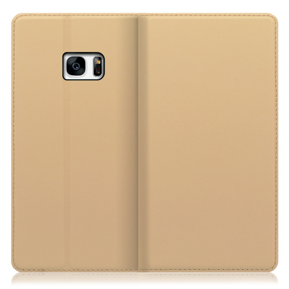 LOOF SKIN SLIM Galaxy S7 edge / SC-02H / SCV33 用 [ゴールド] 薄い 軽量 手帳型ケース カード収納 幅広ポケット ベルトなし