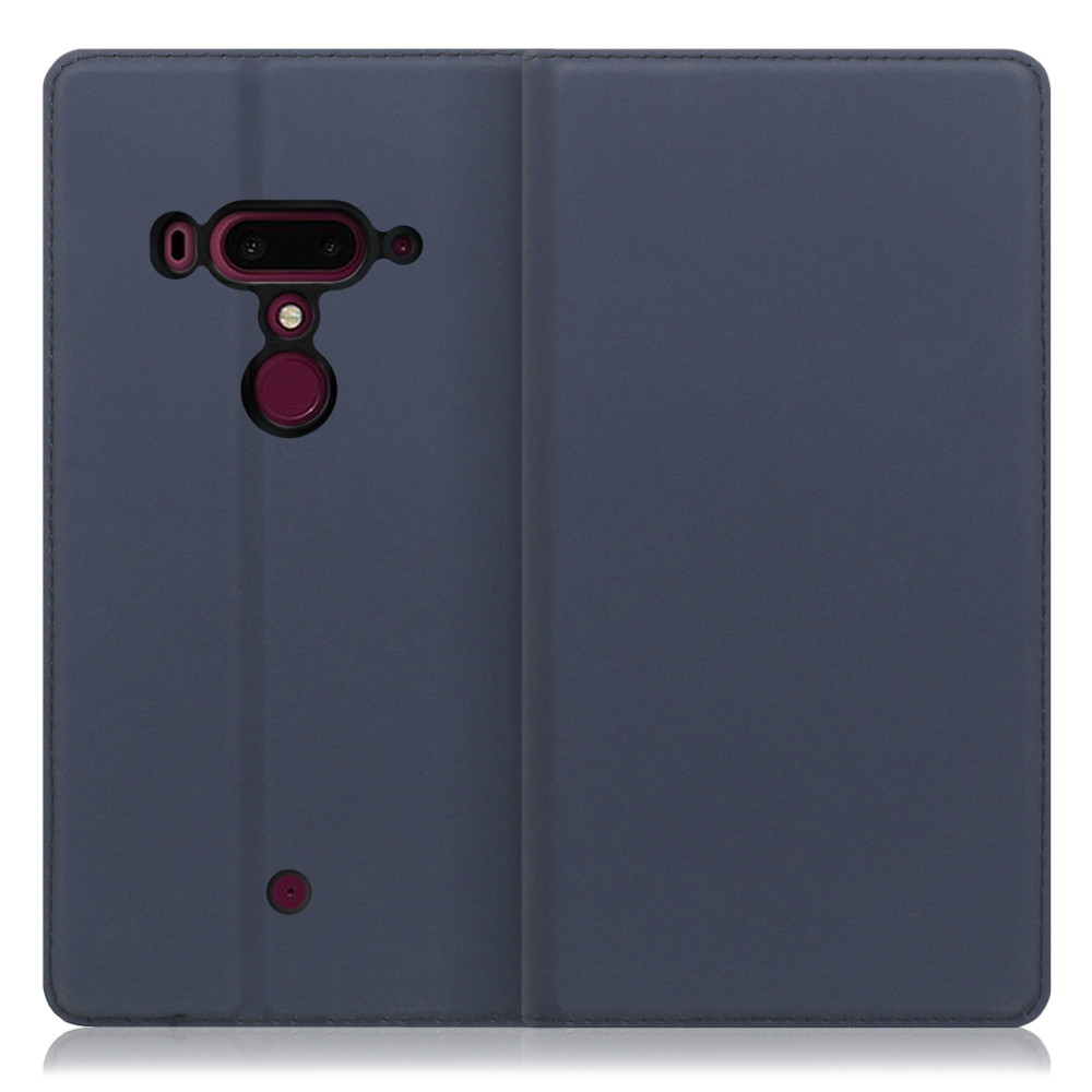 LOOF Skin slim HTC U12+ 用 [ネイビー] 薄い 軽量 手帳型ケース カード収納 幅広ポケット ベルトなし