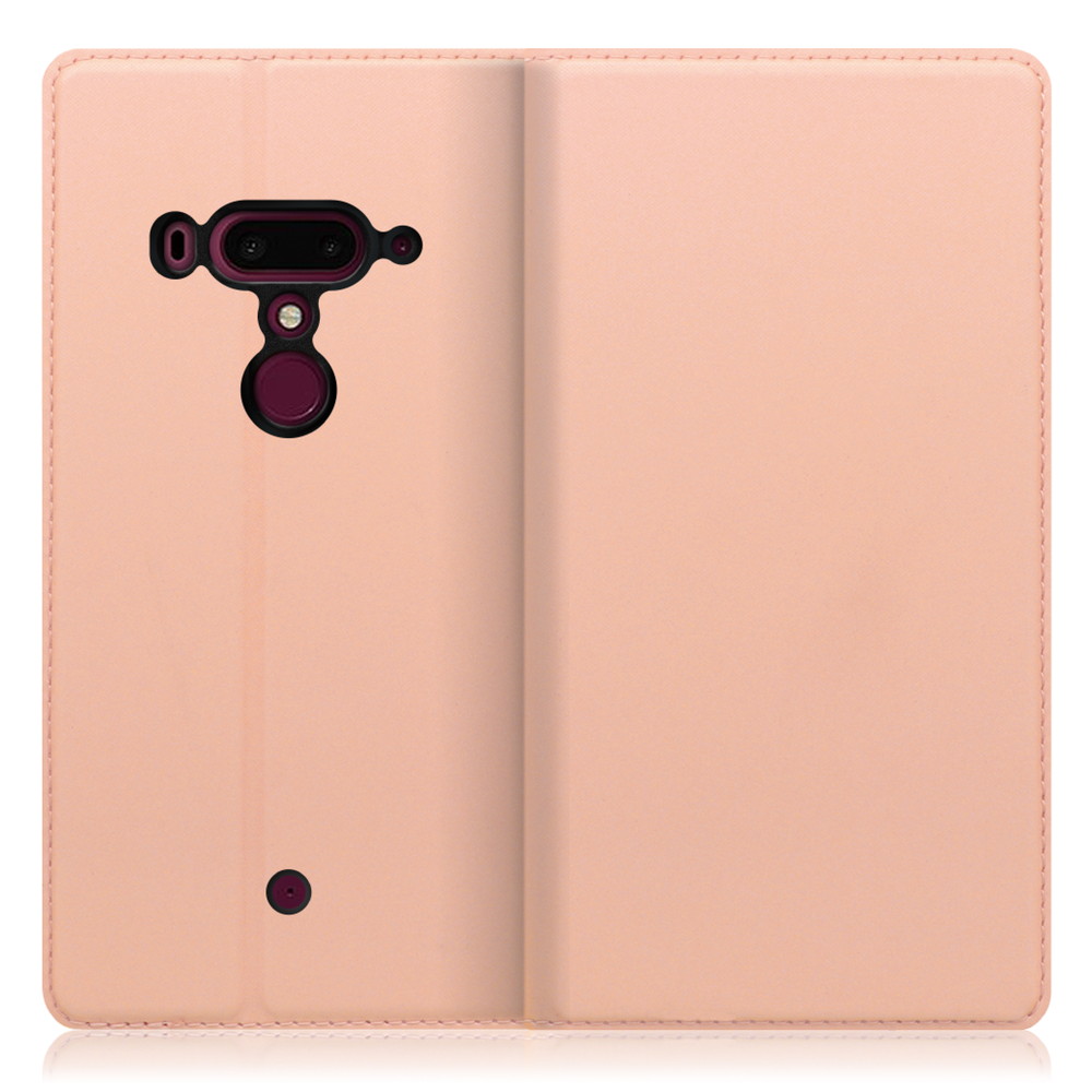 LOOF SKIN SLIM HTC U12+ 用 [アンバーローズ] 薄い 軽量 手帳型ケース カード収納 幅広ポケット ベルトなし