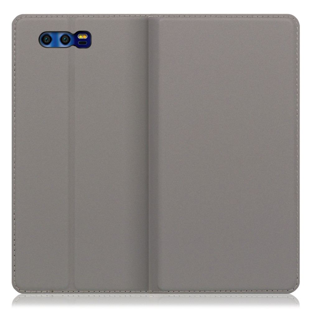 LOOF SKIN SLIM HUAWEI honor9 / STF-L09 用 [グレー] 薄い 軽量 手帳型ケース カード収納 幅広ポケット ベルトなし