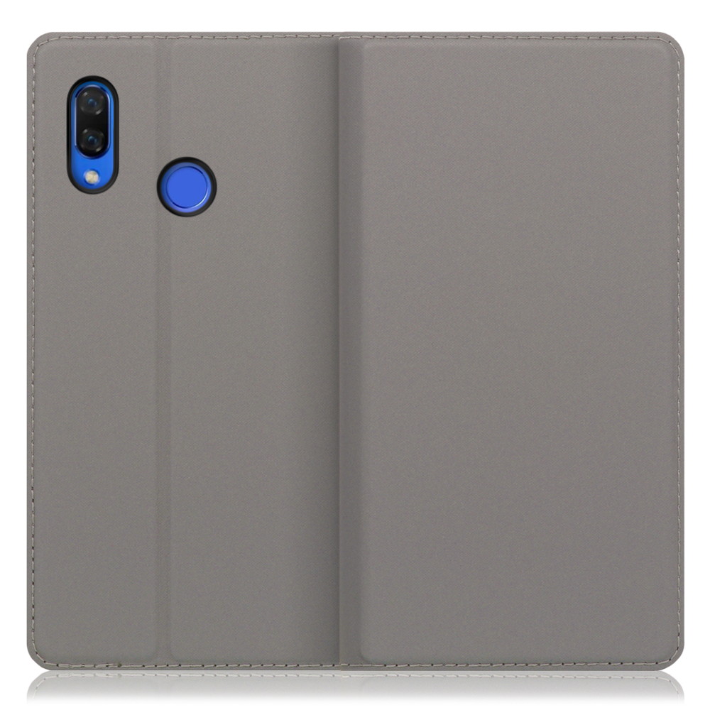 LOOF SKIN SLIM HUAWEI nova 3 / PAR-LX9 用 [グレー] 薄い 軽量 手帳型ケース カード収納 幅広ポケット ベルトなし