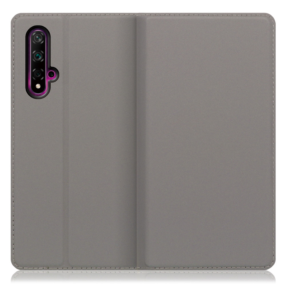LOOF Skin slim HUAWEI nova 5T 用 [グレー] 薄い 軽量 手帳型ケース カード収納 幅広ポケット ベルトなし