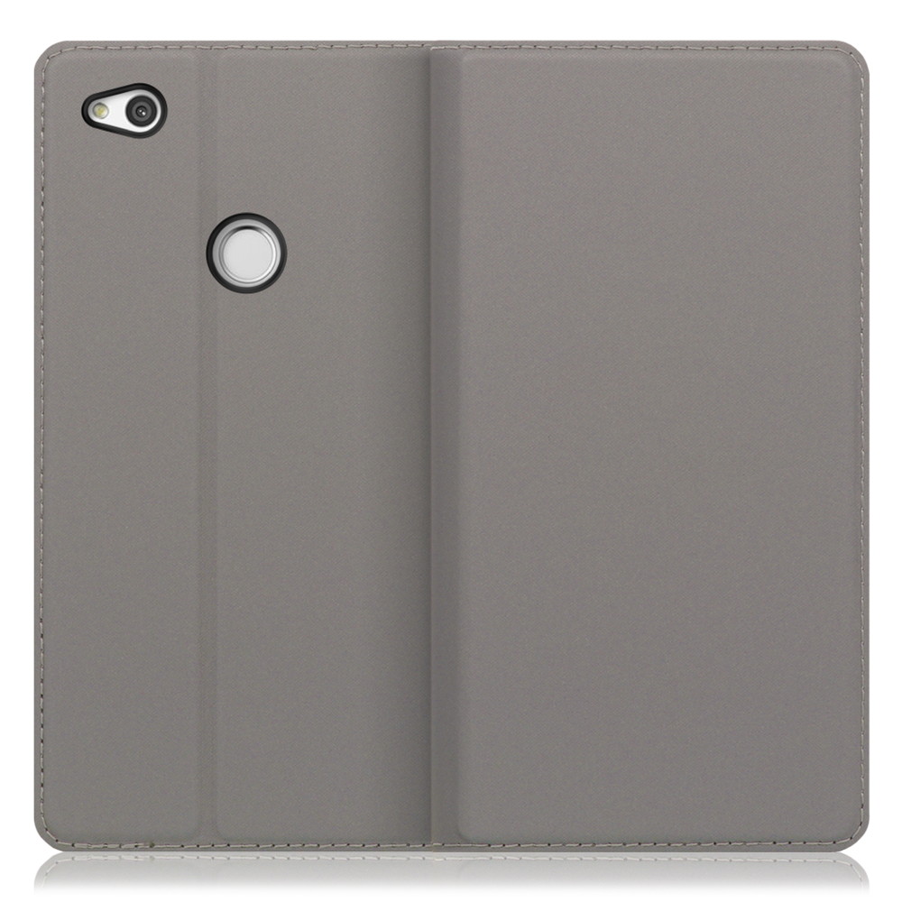 LOOF SKIN SLIM HUAWEI nova lite / PRA-LX2 用 [グレー] 薄い 軽量 手帳型ケース カード収納 幅広ポケット ベルトなし