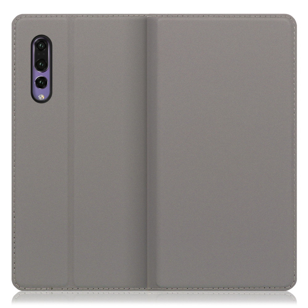 LOOF SKIN SLIM HUAWEI P20 Pro 用 [グレー] 薄い 軽量 手帳型ケース カード収納 幅広ポケット ベルトなし