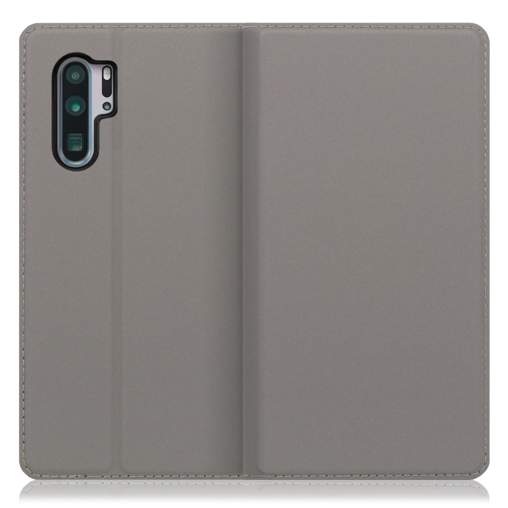 LOOF SKIN SLIM HUAWEI P30 Pro 用 [グレー] 薄い 軽量 手帳型ケース カード収納 幅広ポケット ベルトなし
