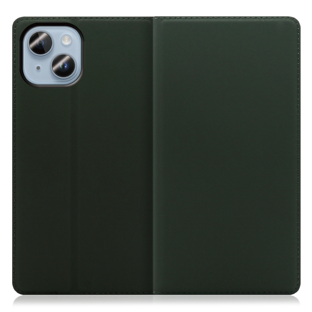 LOOF Skin slim Series iPhone 14 用 [エバーグリーン] 薄い 軽量 手帳型ケース カード収納 幅広ポケット ベルトなし