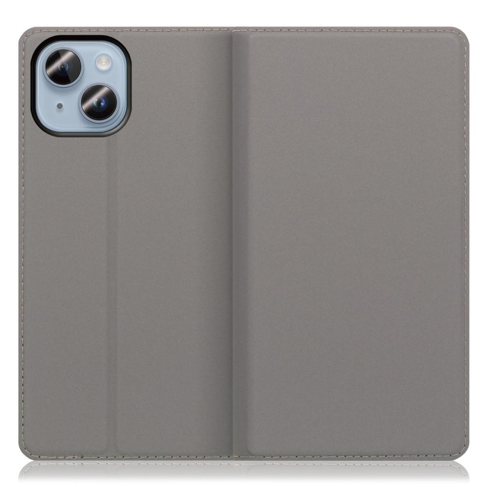LOOF Skin slim Series iPhone 14 用 [グレー] 薄い 軽量 手帳型ケース カード収納 幅広ポケット ベルトなし