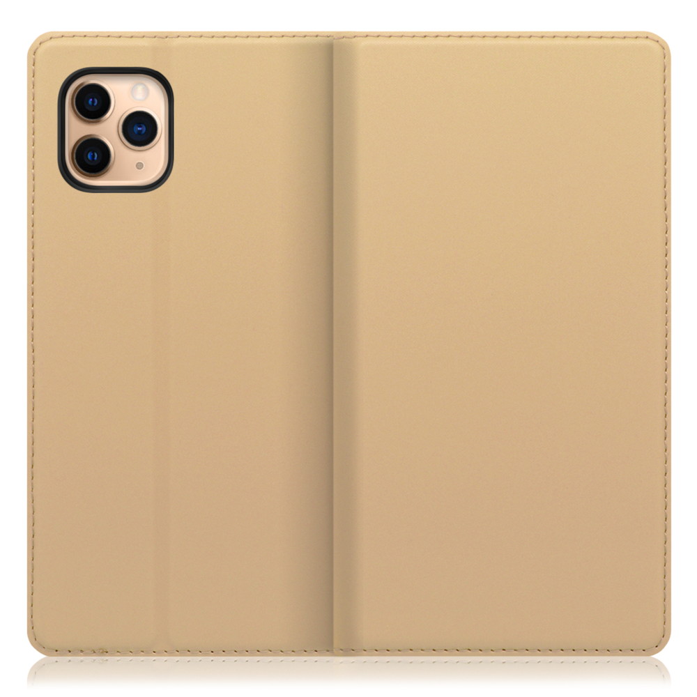 LOOF SKIN SLIM iPhone 11 Pro Max 用 [ゴールド] 薄い 軽量 手帳型ケース カード収納 幅広ポケット ベルトなし