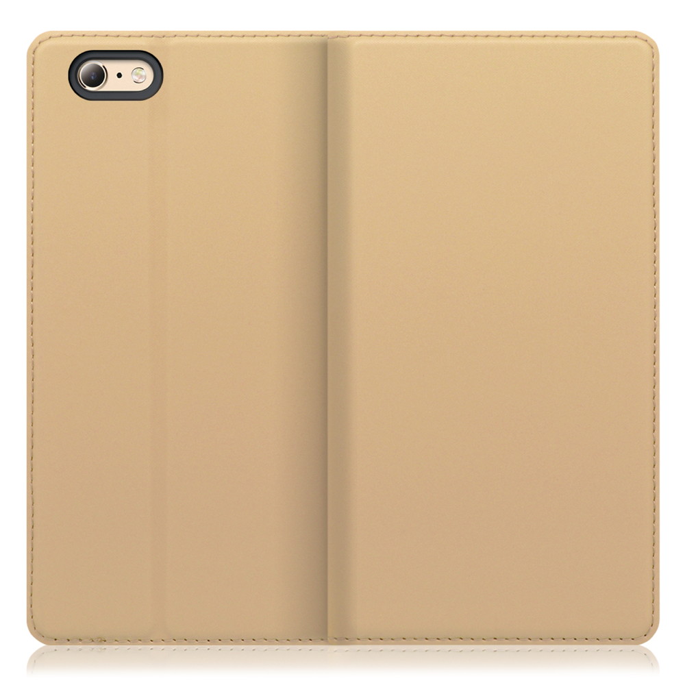 LOOF SKIN SLIM iPhone 6 / 6s 用 [ゴールド] 薄い 軽量 手帳型ケース カード収納 幅広ポケット ベルトなし