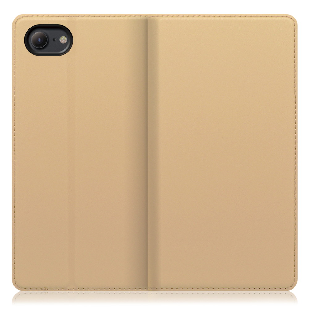 LOOF Skin slim iPhone 7 / 8 / SE(第2/3世代) 用 [ゴールド] 薄い 軽量 手帳型ケース カード収納 幅広ポケット ベルトなし