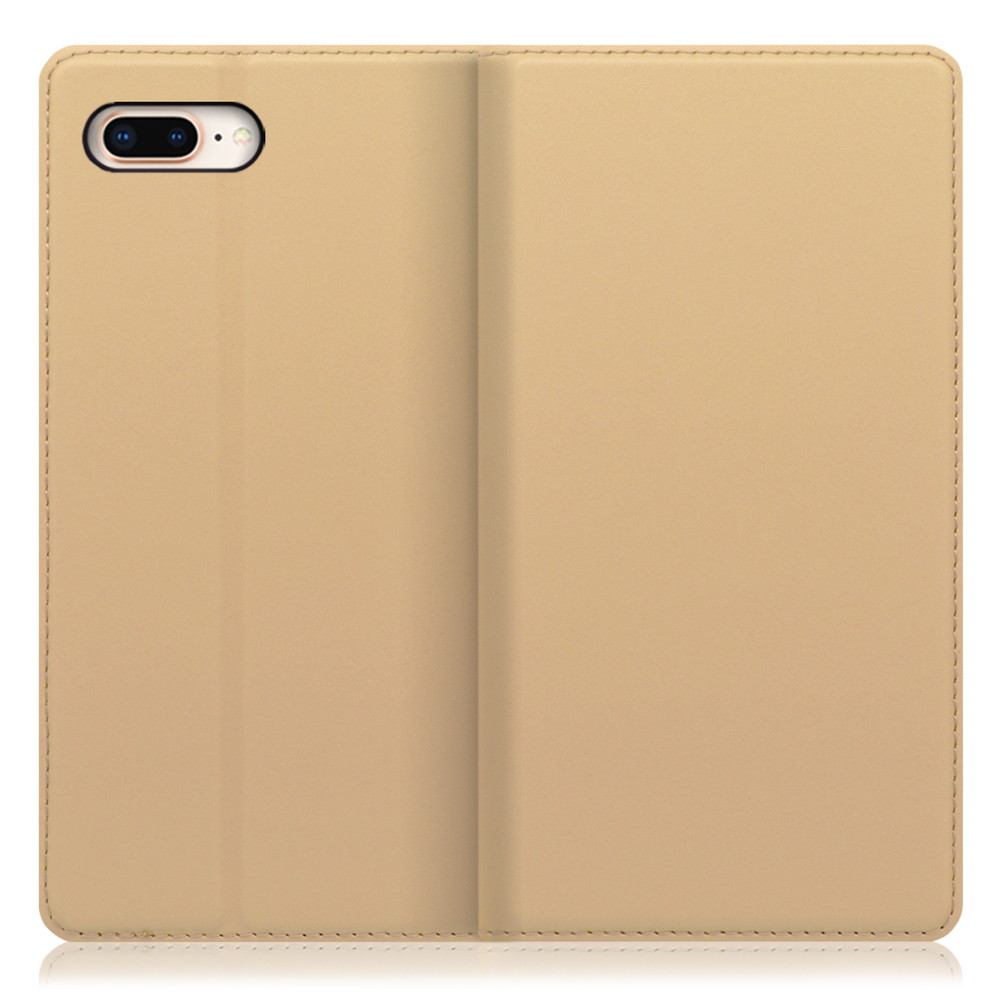 LOOF SKIN SLIM iPhone 7 Plus / 8 Plus 用 [ゴールド] 薄い 軽量 手帳型ケース カード収納 幅広ポケット ベルトなし