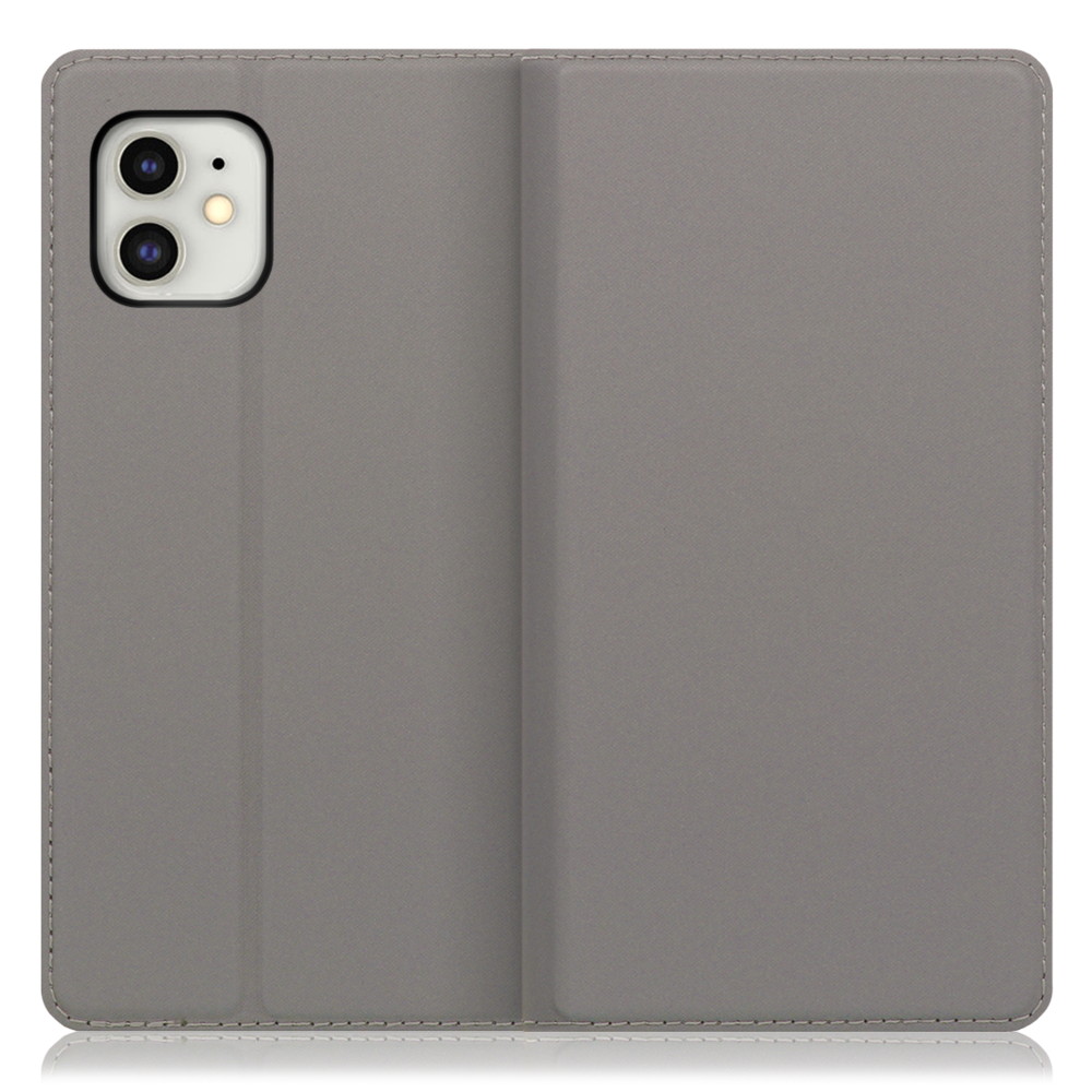 LOOF SKIN SLIM iPhone 11 用 [グレー] 薄い 軽量 手帳型ケース カード収納 幅広ポケット ベルトなし