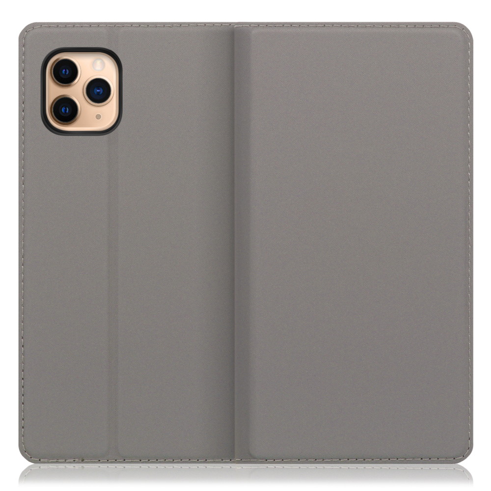 LOOF SKIN SLIM iPhone 11 Pro Max 用 [グレー] 薄い 軽量 手帳型ケース カード収納 幅広ポケット ベルトなし