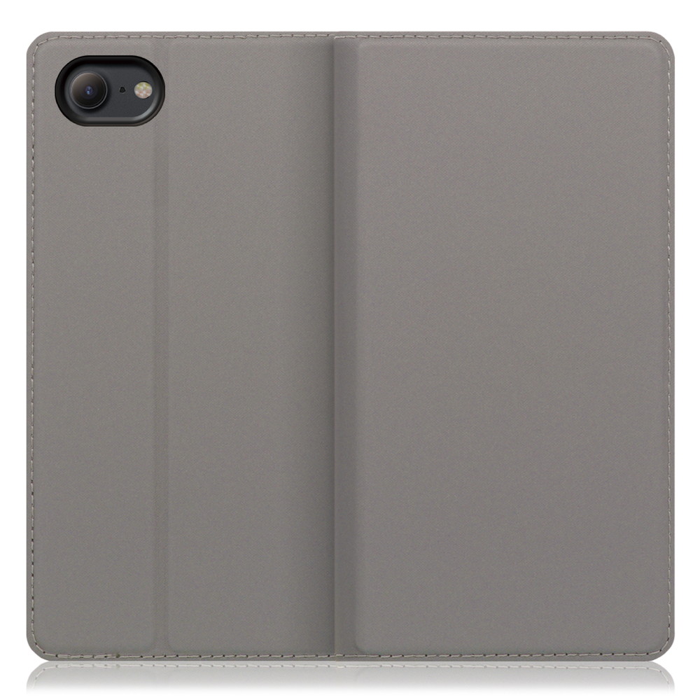 LOOF Skin slim iPhone 7 / 8 / SE(第2/3世代)用 [グレー] 薄い 軽量 手帳型ケース カード収納 幅広ポケット ベルトなし