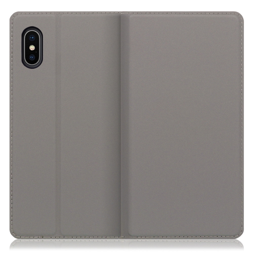 LOOF SKIN SLIM iPhone X / XS 用 [グレー] 薄い 軽量 手帳型ケース カード収納 幅広ポケット ベルトなし