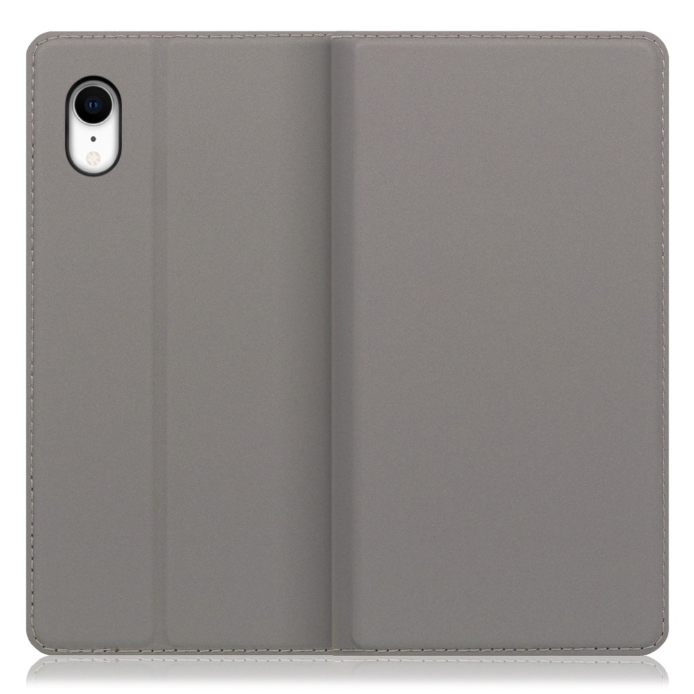 LOOF SKIN SLIM iPhone XR 用 [グレー] 薄い 軽量 手帳型ケース カード収納 幅広ポケット ベルトなし