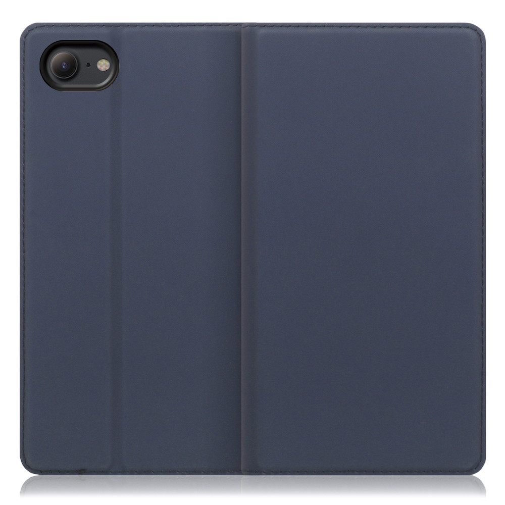 LOOF SKIN SLIM iPhone 7 / 8 / SE(第2/3世代) 用 [ネイビー] 薄い 軽量 手帳型ケース カード収納 幅広ポケット ベルトなし