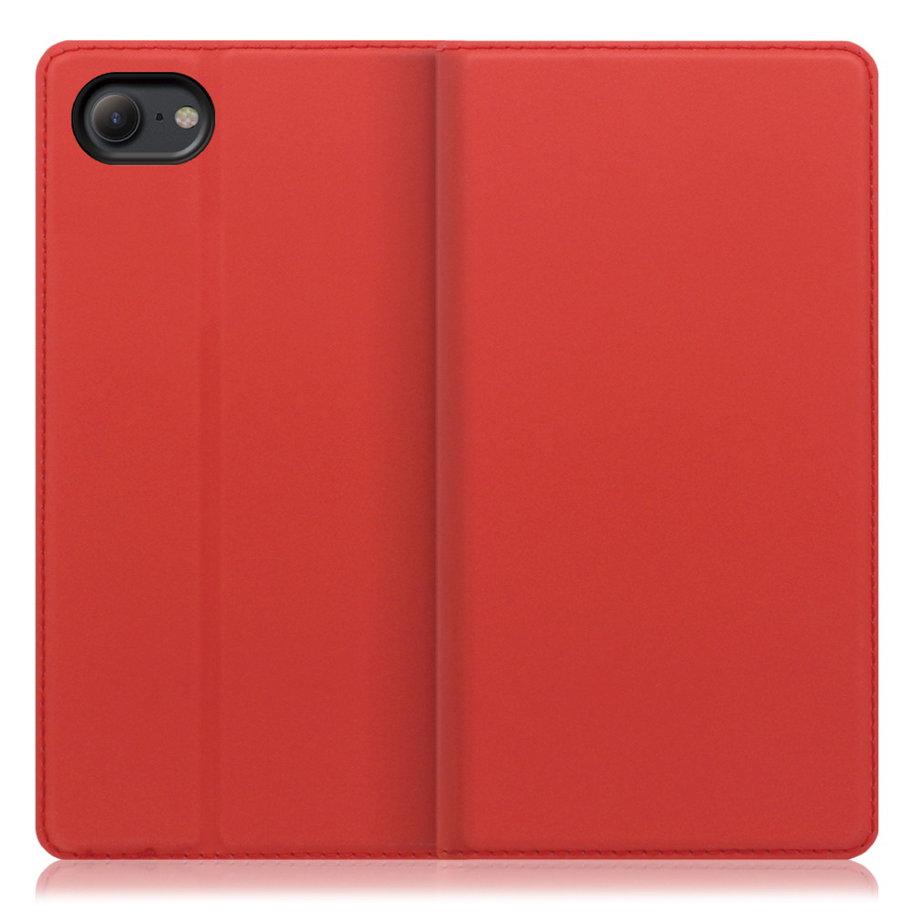 LOOF Skin slim iPhone 7 / 8 / SE(第2/3世代) 用 [レッド] 薄い 軽量 手帳型ケース カード収納 幅広ポケット ベルトなし