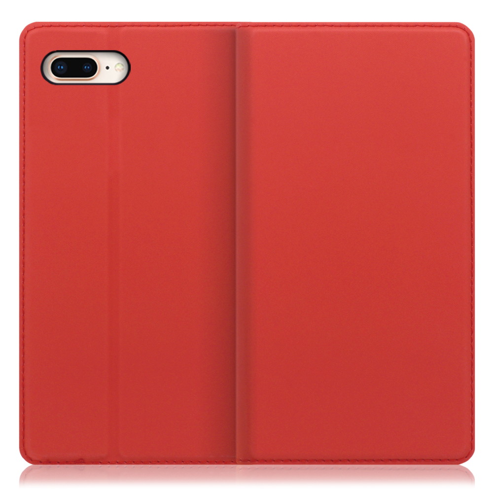 Looco Official Shop Loof Skin Slim Iphone 7 Plus 8 Plus 用 レッド 薄い 軽量 手帳型ケース カード収納 幅広ポケット ベルトなし