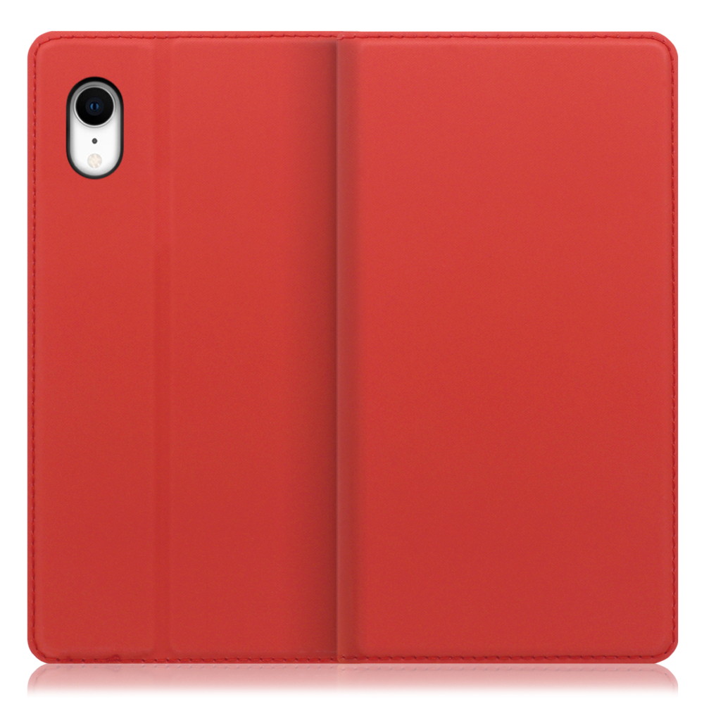 LOOF SKIN SLIM iPhone XR 用 [レッド] 薄い 軽量 手帳型ケース カード収納 幅広ポケット ベルトなし