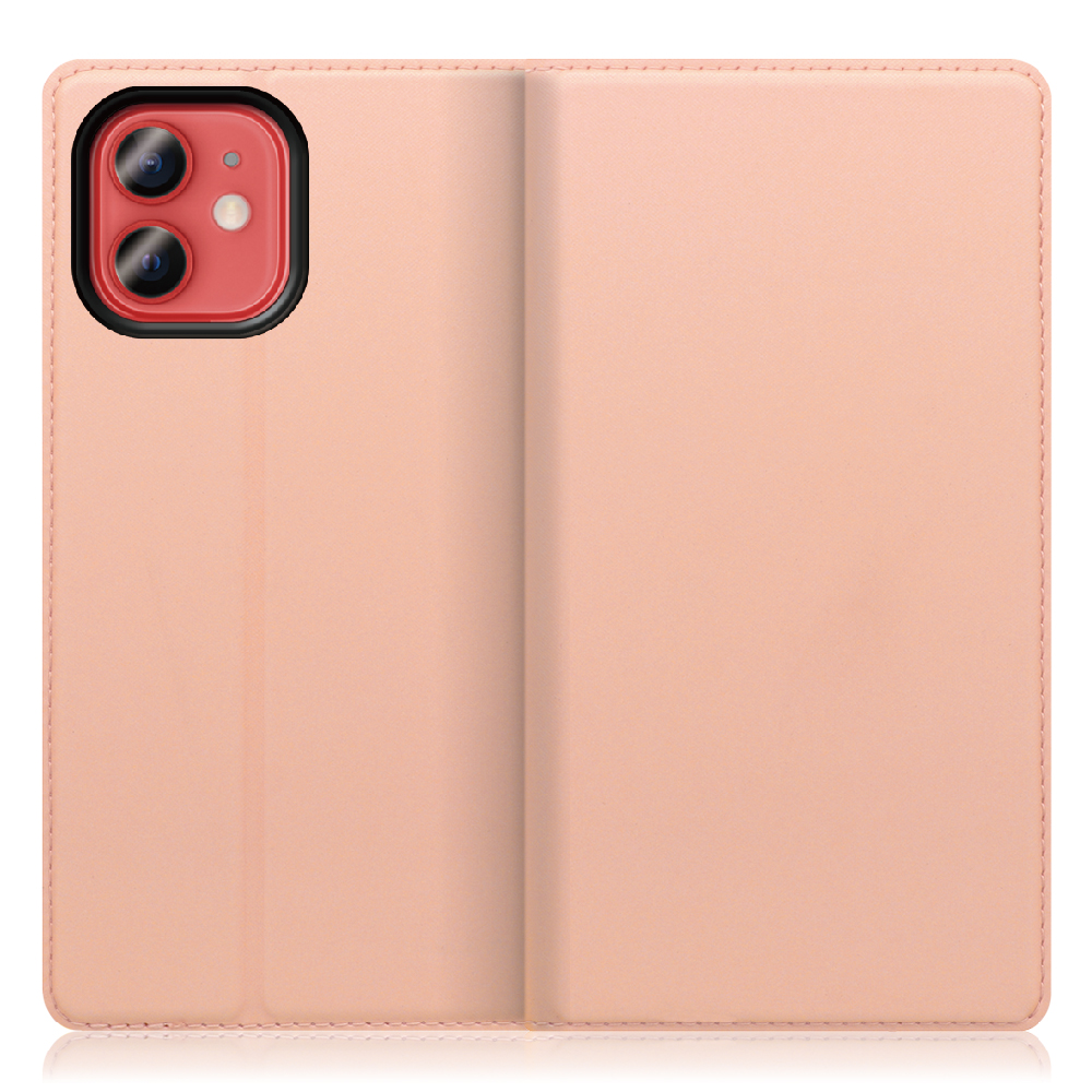 LOOF SKIN SLIM iPhone 12 mini [アンバーローズ] 薄い 軽量 手帳型ケース カード収納 幅広ポケット ベルトなし