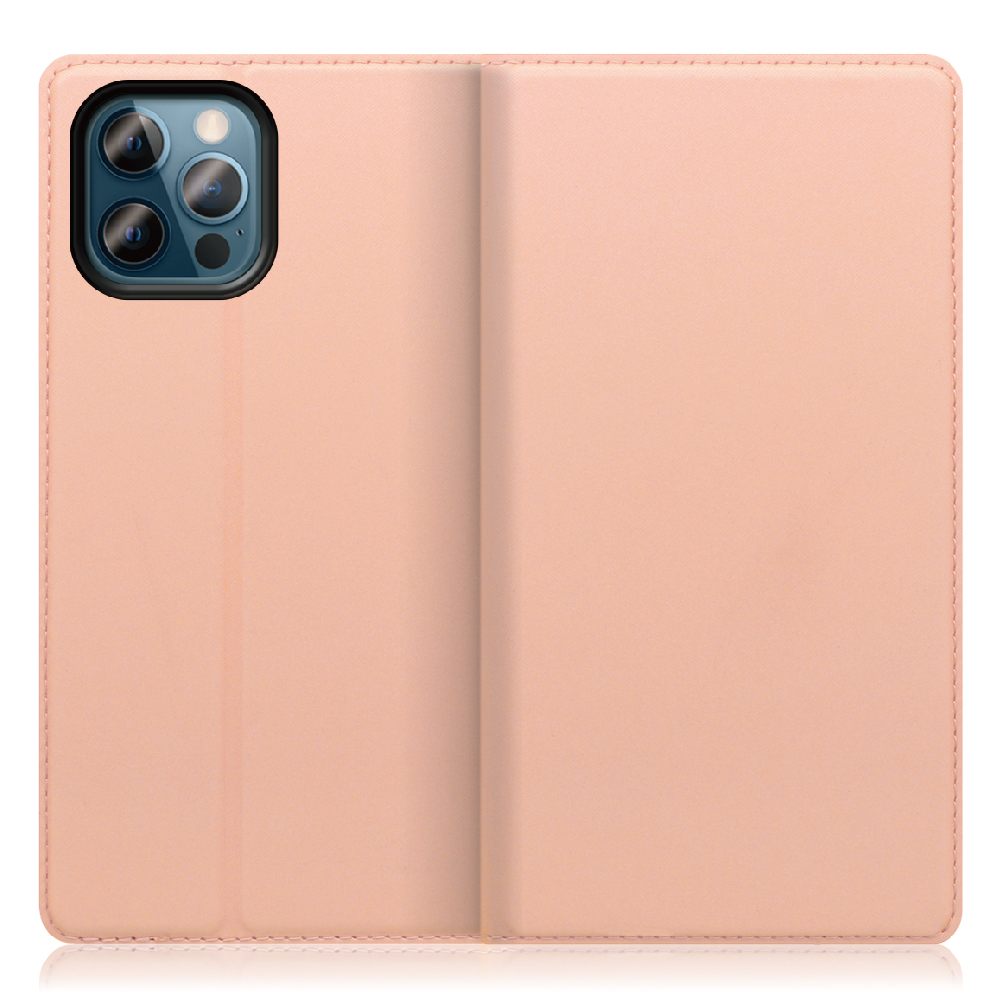 LOOF Skin slim Series iPhone 12 / 12 Pro [アンバーローズ] 薄い 軽量 手帳型ケース カード収納 幅広ポケット ベルトなし