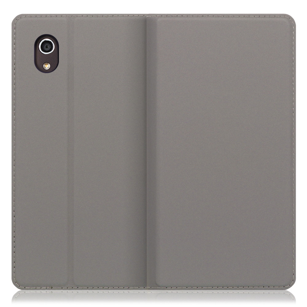 LOOF SKIN SLIM KYOCERA DIGNO J / 704KC 用 [グレー] 薄い 軽量 手帳型ケース カード収納 幅広ポケット ベルトなし
