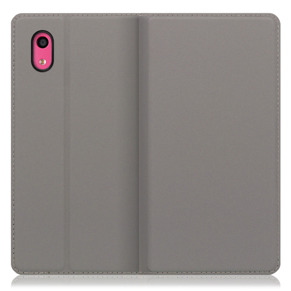 LOOF SKIN SLIM KYOCERA おてがるスマホ01 / KYV44 用 [グレー] 薄い 軽量 手帳型ケース カード収納 幅広ポケット ベルトなし