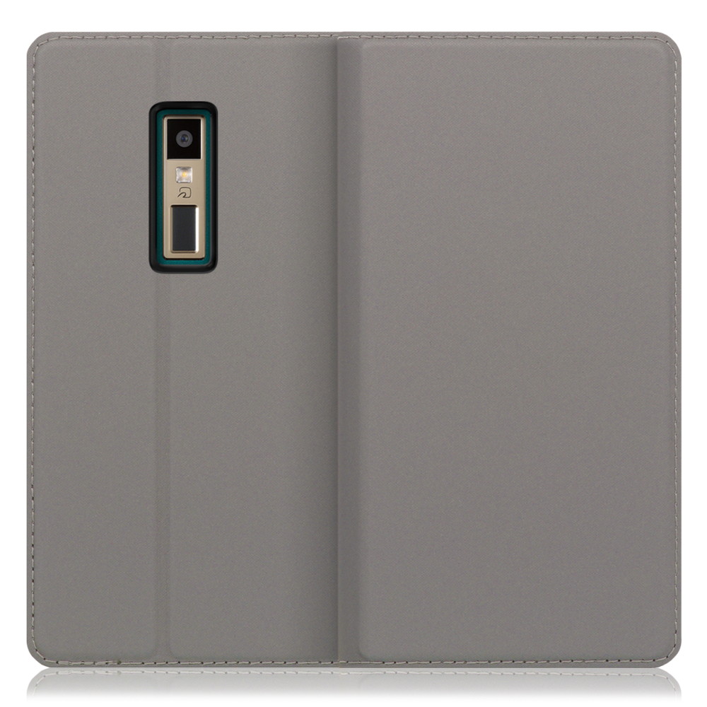 LOOF SKIN SLIM KYOCERA URBANO V04 / KYV45 用 [グレー] 薄い 軽量 手帳型ケース カード収納 幅広ポケット ベルトなし