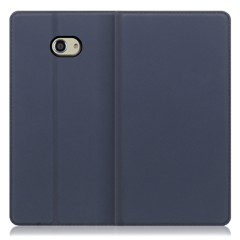 LOOF Skin slim KYOCERA かんたんスマホ2+ / かんたんスマホ2 / BASIO4 / A201KC / A001KC /  KYV47 用 [ネイビー] 薄い 軽量 手帳型ケース カード収納 幅広ポケット ベルトなし