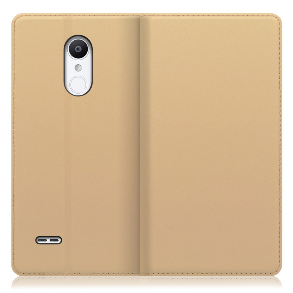 LOOF Skin slim LG it / LGV36 用 [ゴールド] 薄い 軽量 手帳型ケース カード収納 幅広ポケット ベルトなし