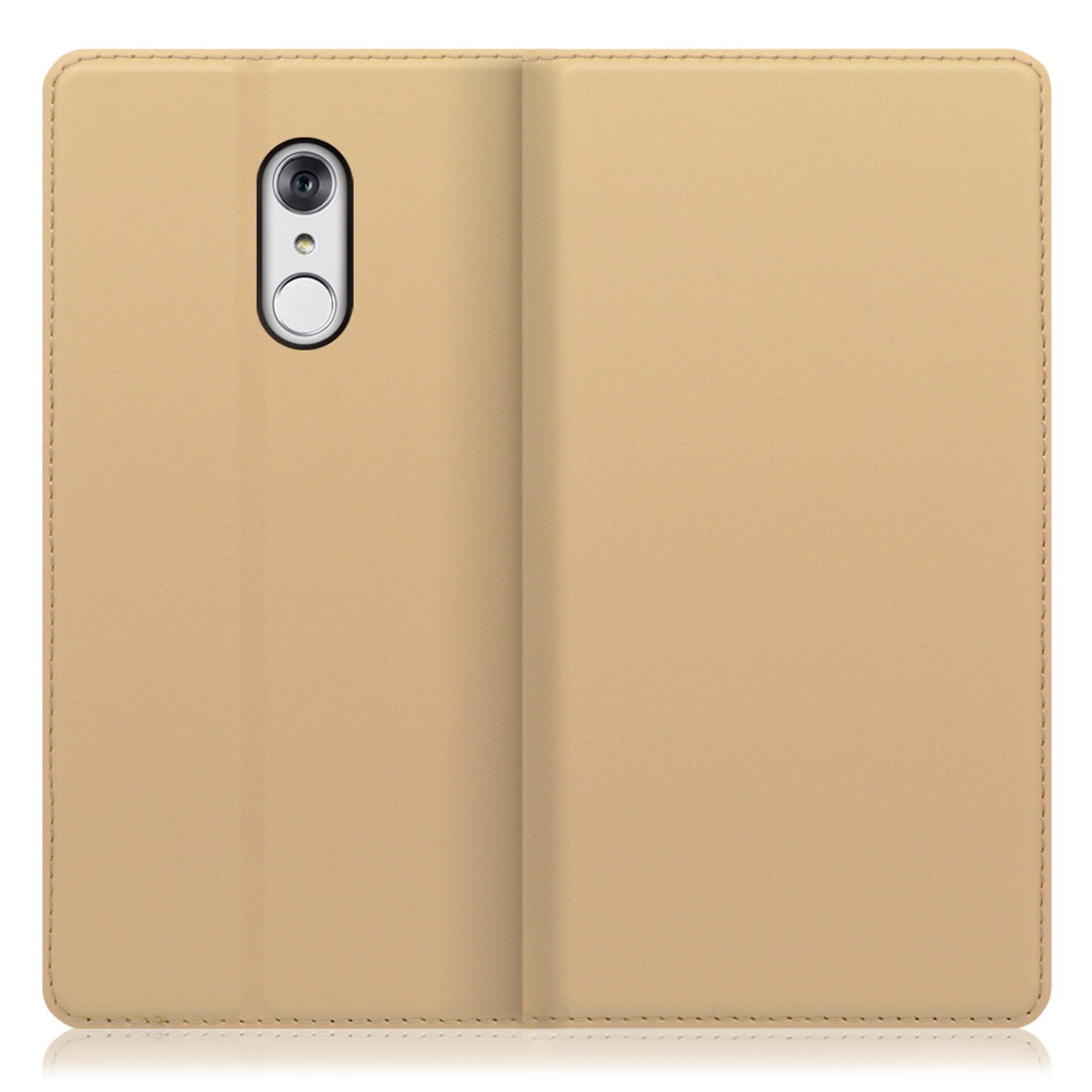 LOOF Skin slim LG style / L-03K 用 [ゴールド] 薄い 軽量 手帳型ケース カード収納 幅広ポケット ベルトなし