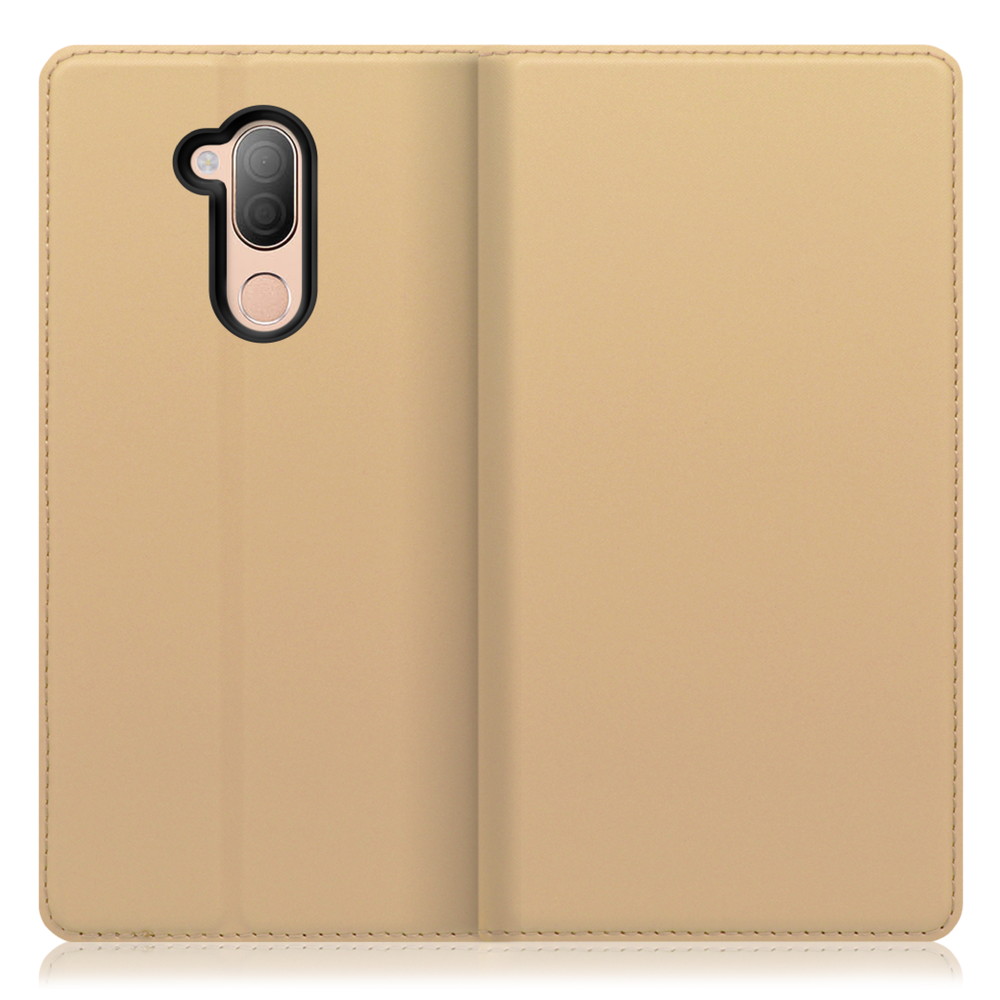 LOOF SKIN SLIM LG style 2 / L-01L 用 [ゴールド] 薄い 軽量 手帳型ケース カード収納 幅広ポケット ベルトなし