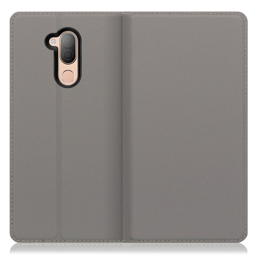 LOOF Skin slim LG style 2 / L-01L 用 [グレー] 薄い 軽量 手帳型ケース カード収納 幅広ポケット ベルトなし