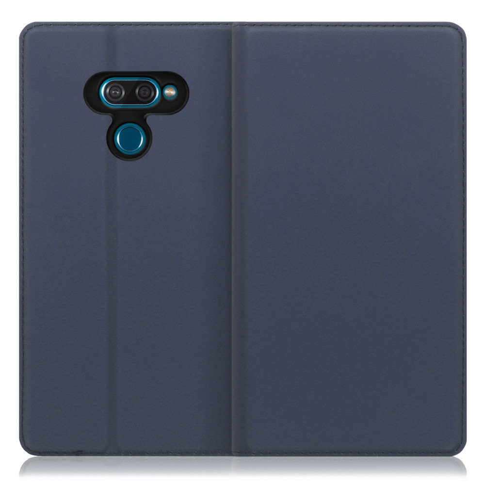 LOOF Skin slim LG K50 用 [ネイビー] 薄い 軽量 手帳型ケース カード収納 幅広ポケット ベルトなし