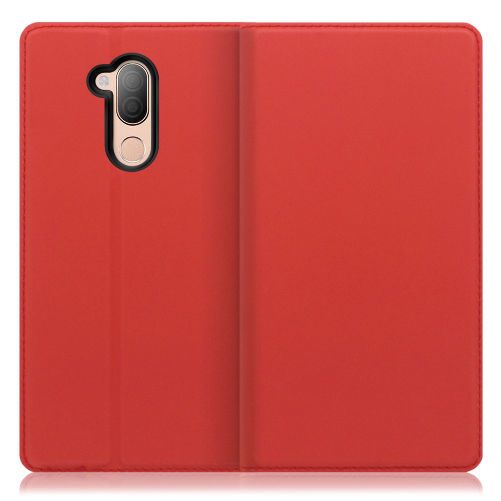 LOOF Skin slim LG style 2 / L-01L 用 [レッド] 薄い 軽量 手帳型ケース カード収納 幅広ポケット ベルトなし