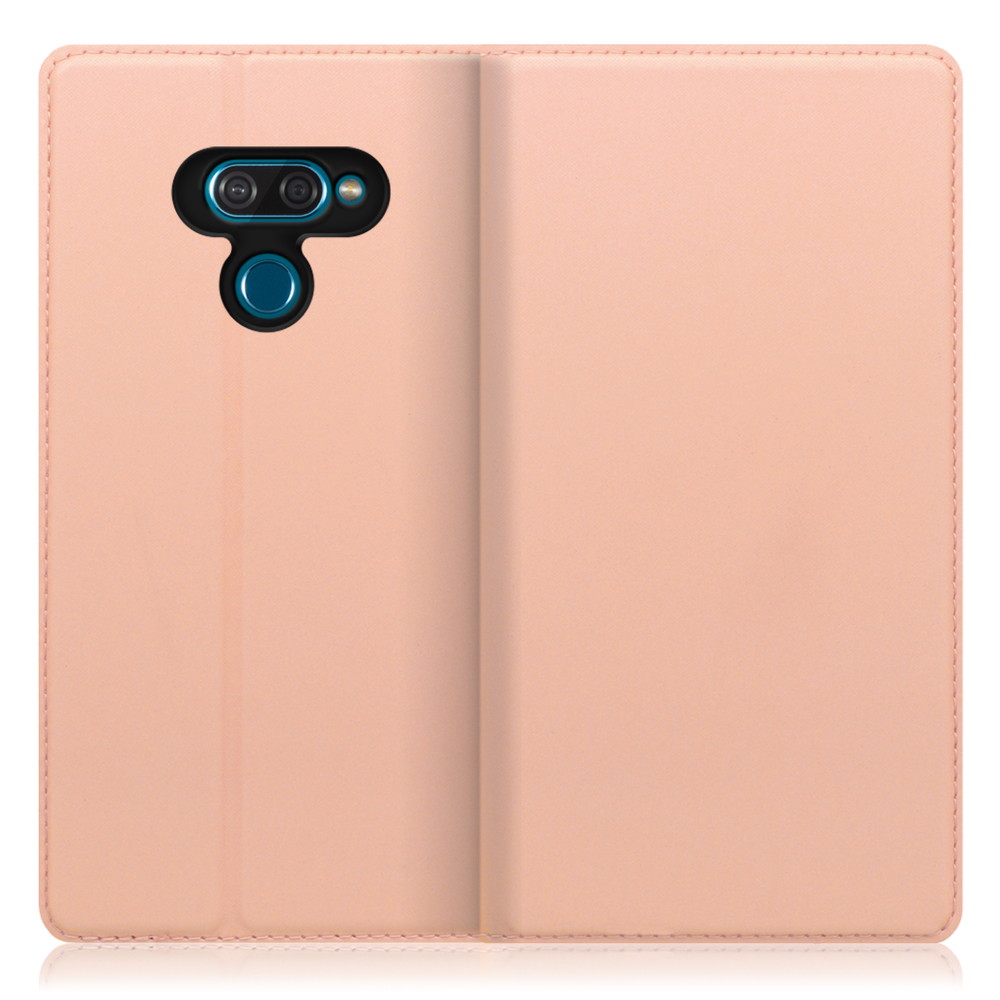 LOOF Skin slim LG K50 用 [アンバーローズ] 薄い 軽量 手帳型ケース カード収納 幅広ポケット ベルトなし