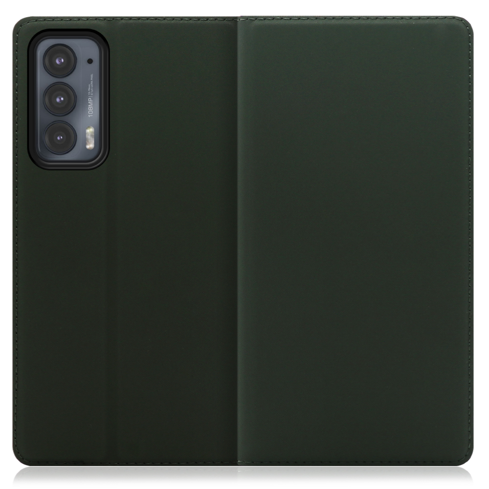 LOOF Skin slim Series motorola edge 20 [エバーグリーン] 薄い 軽量 手帳型ケース カード収納 幅広ポケット ベルトなし