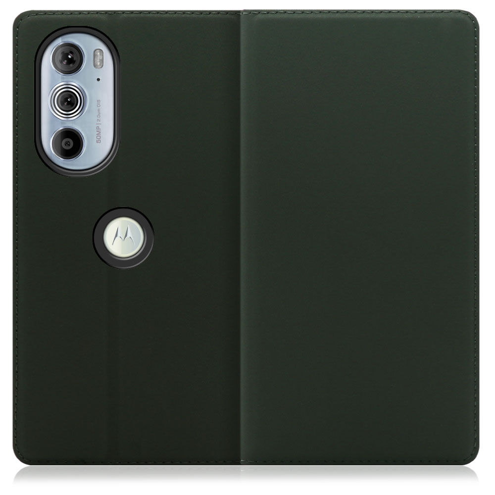 LOOF Skin slim Series motorola edge 30 pro [エバーグリーン] 薄い 軽量 手帳型ケース カード収納 幅広ポケット ベルトなし