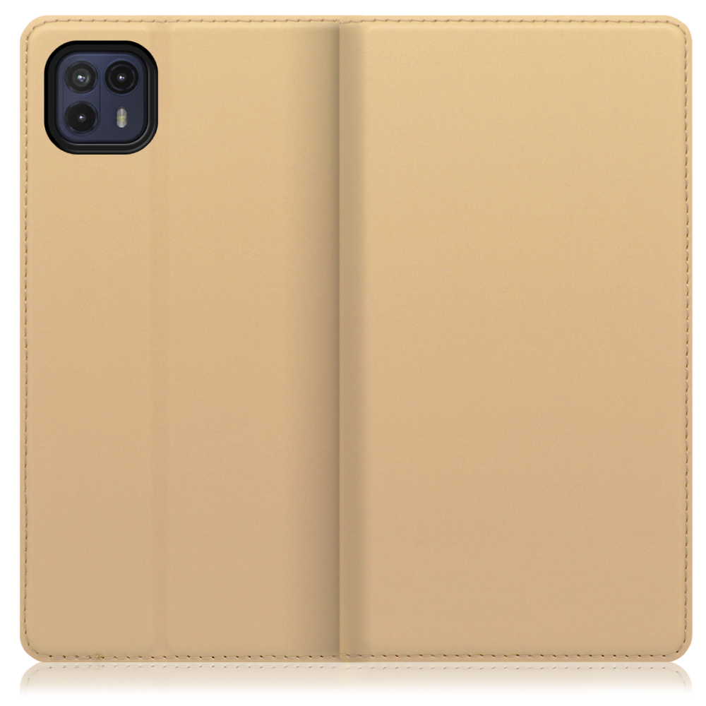 LOOF Skin slim motorola moto g50 5G 用 [ゴールド] 薄い 軽量 手帳型ケース カード収納 幅広ポケット ベルトなし